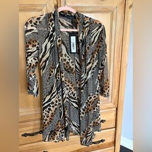 Creation Animal Print Open Front Cardigan – Size S – NWT